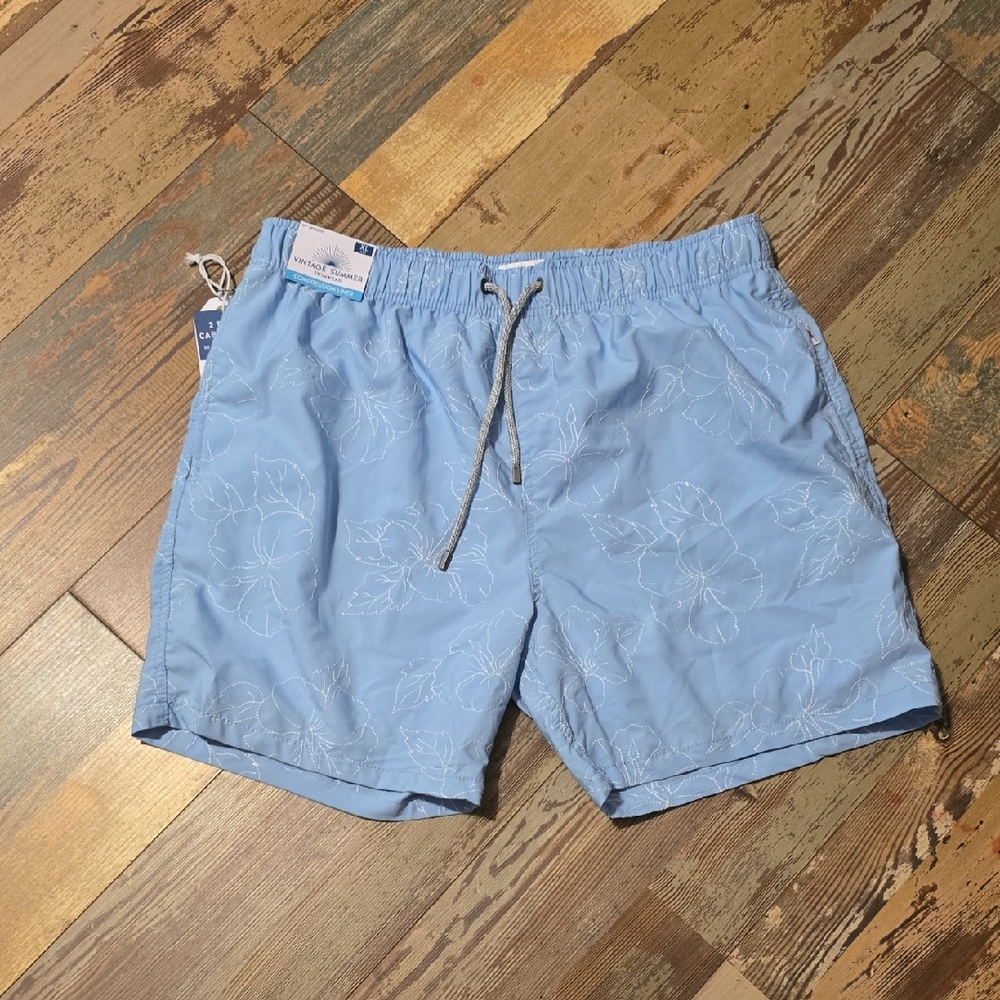 Vintage Summer‎ Swim Trunks Blue Mens Size XL NWT